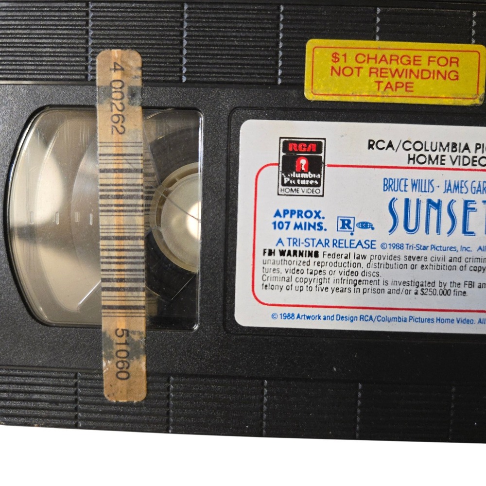 VTG 1988 SUNSET VHS TAPE Movie RCA Columbia Bruce Willis James Garner Drama USA - Picture 6 of 8